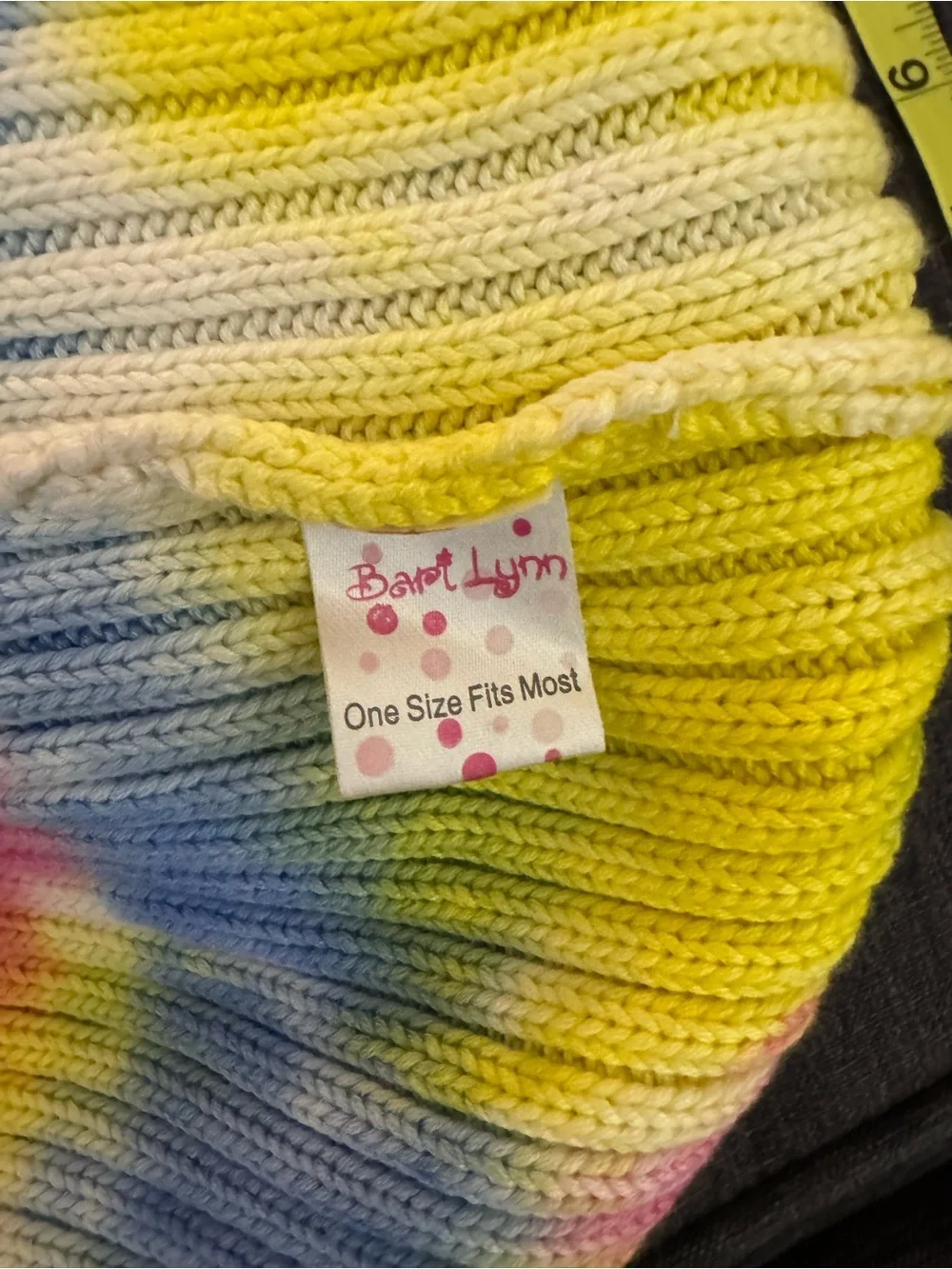 BARI LYNN  Girl's Rib Knit Tie-Dye Beanie with Faux  Fur Pompom